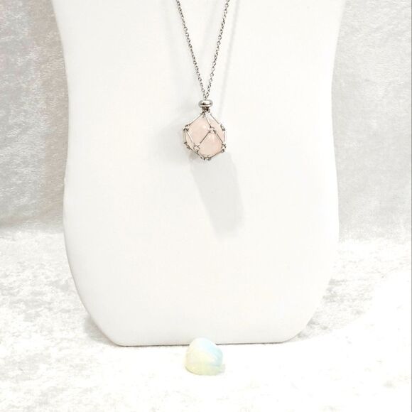 💎Rose Quartz cage necklace with FREE stone. - Picture 1 of 4